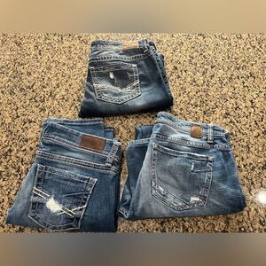 BKE Set of 3 Distressed Blue Denim Jeans size 30R